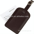 brown leather cover luggage tag with name card